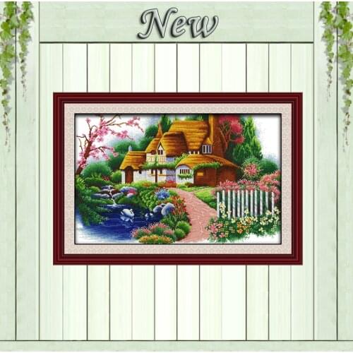 Dream cabin,Counted Printed on canvas DMC 11CT 14CT Cross Stitch kits,needlework Set embroidery,Europe house Scenery Home Decor
