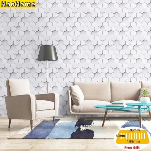 HaoHome Geometric Pattern Self Adhesive Wallpaper Grey Vinyl Peel and Stick Wall Paper Design for Walls Bedroom Home D