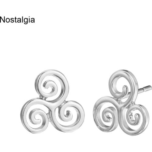 Nostalgia Teen Wolf Celebrity Stud Girls Tiny Minimalist Earrings For Women Unique Triskelion Triskele Spiral Symbol Brinco