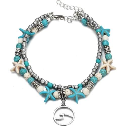 New Creative Double Bracelet Geometry Turtle Elephant Word Pendant Starfish Rice Yoga Beach Bracelet A Variety Of Options