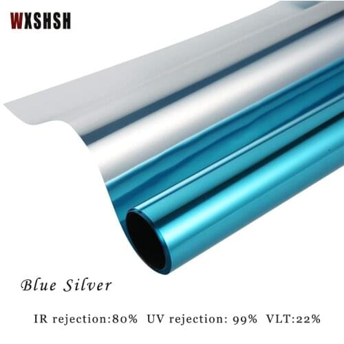 7m Length Blue Silver Thermal Control Window Film Home Decals Removable Durable One Way Perspective One Way Mirror Stained Foil