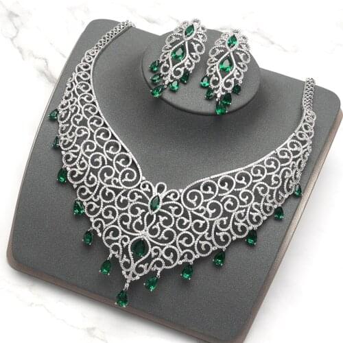 TIRIM Luxury Elegant Bridal Necklace Sets AAA Cubic Zirconia Big Wedding Jewelry Dubai Necklace for Women Bridal Accessories