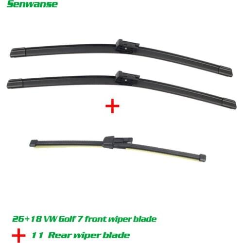Senwanse Front and rear Wiper Blades For Volkswagen Golf MK 7 2012- 2018 Windshield Windscreen wiper 26"+18"+10"