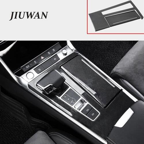 Fit For Audi A6 C8 2019 Car ABS Center Console Gear Shift Panel Cover Decorate Frame Carbon Fiber Look Anti-dust Interior Strip