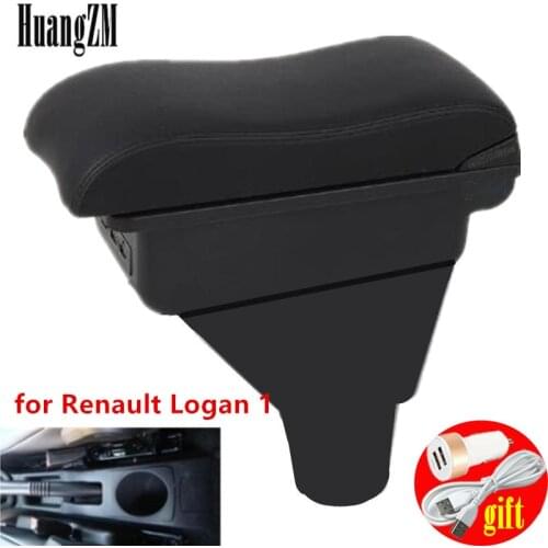 For Renault Logan 1 armrest box central Store content Storage box armrest box USB interface