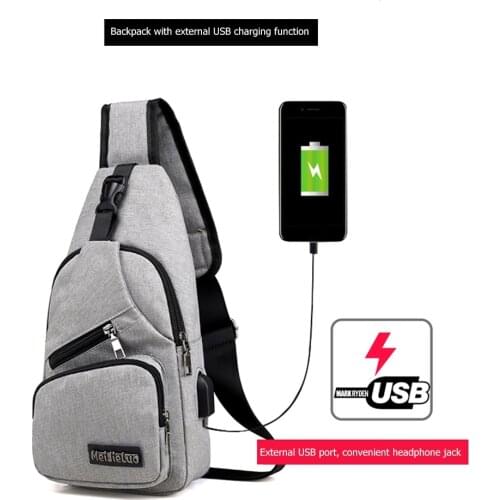 Casual Oxford Cloth Chest Pack Solid Color Zipper Fanny Bag Men Outdoor Travel Daily Crossbody Shoulder Packs Running Sports