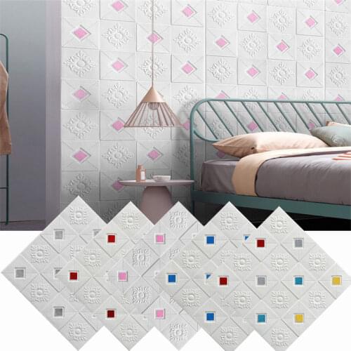 Self-Adhesive 3D Wall Stickers DIY Waterproof Foam Wallpaper Kids Room Kitchen Roof Ceiling Background Wall Decoration