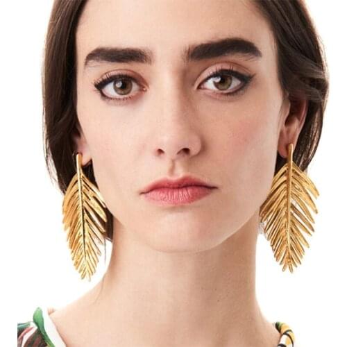 New Design Fashion Dangle Earrings Big Hollow Leaves Shaped Drop Earrings for Women Hot Sale Wedding Statement Jewelry Wholesale