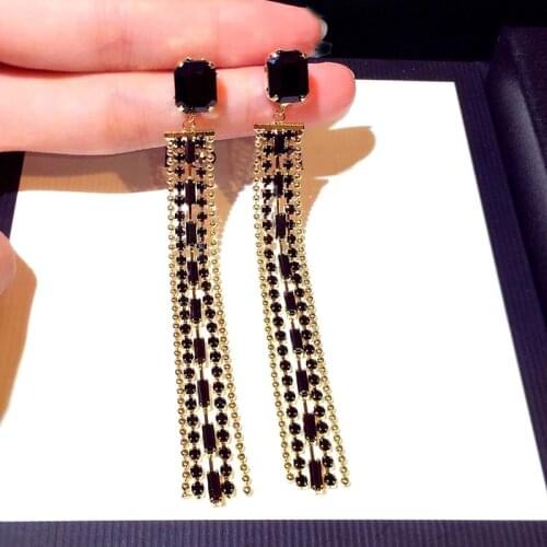 Delicate Black Tassel Long Earrings For Women 2020 New Jewelry Delicate Drop Earrings Gifts
