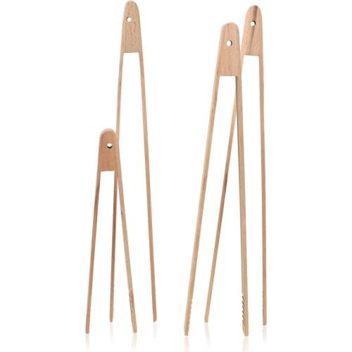 BBQ Grilling Tong Salad Bread Serving Dessert Sugar Ice Clip Wooden Food Toast Tongs Kitchen Gadgets Cooking Baking Tools
