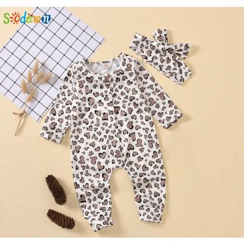 SodawnSodawn Baby Clothing Childrens Comfortable Soft Heart Printed Baby Jumpsuit For Climbing Small Children
