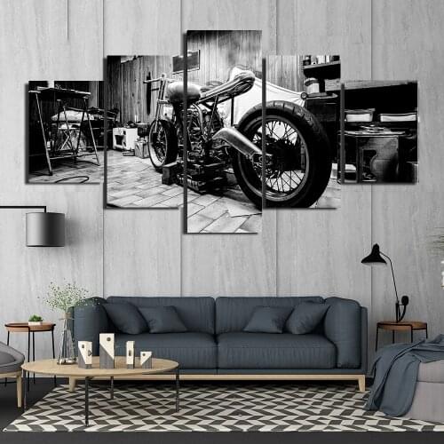 Modern Canvas Art Wall Pictures For Living Room 5 Pieces Modular Motorcycle Pictures Home Decoration