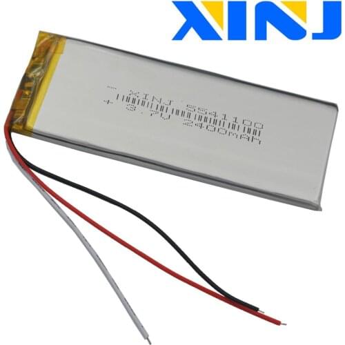 XINJ 3.7V 2400mAh 3wires for thermistor Lithium Polymer Li-Po Battery Li ion 5541100 For GPS E-book PDA MID ipod DVD Tablet PC
