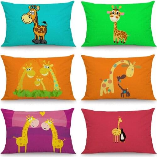 XUNYU 30X50cm/40x60cm Cushion Cover Cartoon Giraffe Pillow Case Kids Room Decorative Throw Pillow Cover for Sofa Bedroom JX003