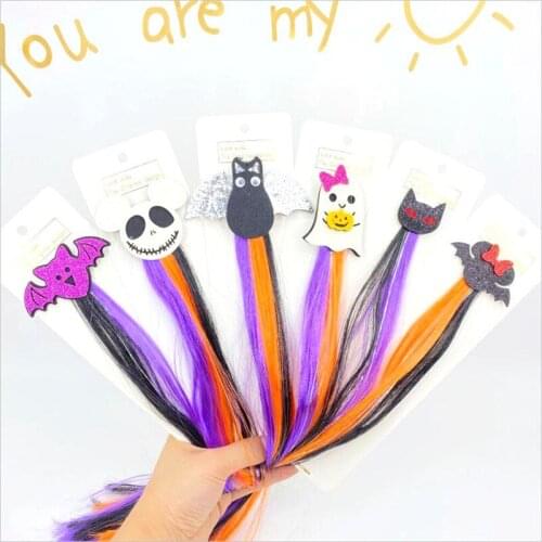 Halloween Pumpkin Bat Ghost Girls Hairpin Child Twist Hair Clip Barrette Hair Rope Accessories Kids Wig Rope Hair Head Pin