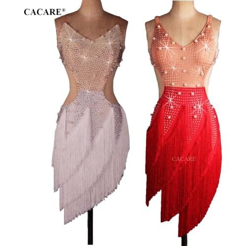 CACARE Latin Dance Dress Women Latin Dance Competition Dresses Fringed Dress Salsa Costumes Ballroom Tango 4 Choices D0500