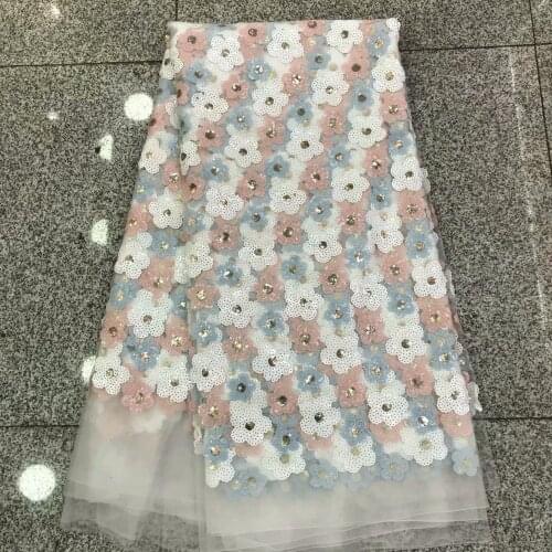 2019 high quality French sequence sequins net lace,African tulle mesh sequence lace fabric for party dress 5yards/lot