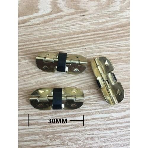 Yellow Metal Cabinet Luggage Mini Hinge,Make Up Box Decoration Hinge with Springs,Antique Vintage Half Round,30*9mm,50Pcs