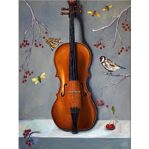 5D Diy Diamond Painting "violin birds" 3D Diamond Mosaic Full Square/round Diamond Embroidery Christmas home decoration TY849
