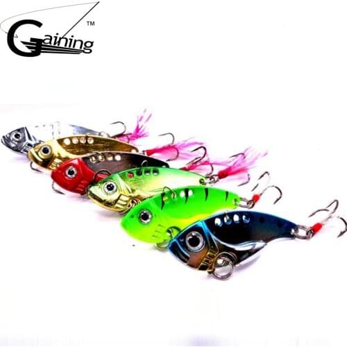 6pcs/Lot Spinner Bait 12g 55mm Hard Fishing Lures Bait Metal Lures Blade Treble Hooks Aluminium Alloy VIB Fishing Lures