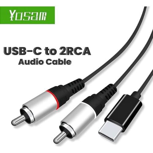 YOSAM USB C RCA Audio Cable Type-C to 2 RCA Cable 2rca Jack Type C RCA Cable for iPhone Sumsung Xiaomi Speaker Home Theater TV