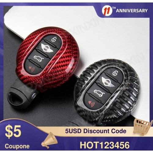 Carbon Fiber TPU Car Key Cover Case Protective Shell For Mini Cooper F54 F55 F56 F60 with Key Car Styling Accessories