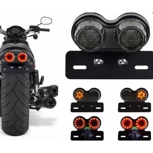 Smoke Custom Motorbike Rear Stop Lamp Brake Light Taillight Turn Signal For Cafe Racer Flashing Lamp