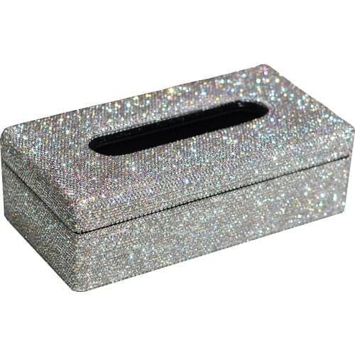 European Sparkling Drawer Tissue Box Crystal Diamond Home Car Tissue Box Styling Bling Luxury Living Room Napkin Storage Box