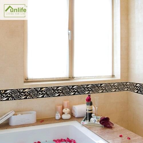 Funlife® Old Greek Ornament Wall Border Peel & Stick Waterproof Easy to Clean Brown Shell Mosaic Antique Mosaic Living Room