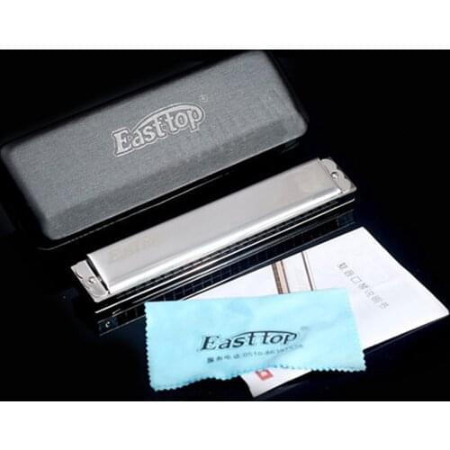 Easttop 24 Hole Harmonica C Key Tremolo Mouth Organ Wind Musical Instruments Educational Toy Kids Adult Gifts Silver Golden