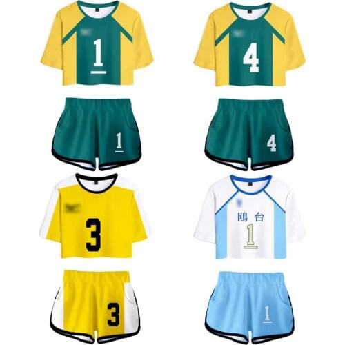 Haikyuu Cosplay Costume Anime Daisho Suguru Korai Hoshiumi TerushimaYuuji Shirt Shorts Suits Women Men High School Uniform Set