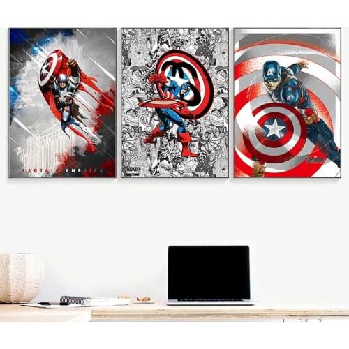 Marvel Avengers Superhero Canvas Paintings Captain America Posters and Prints Wall Art Pictures for Living Room Home Decoration
