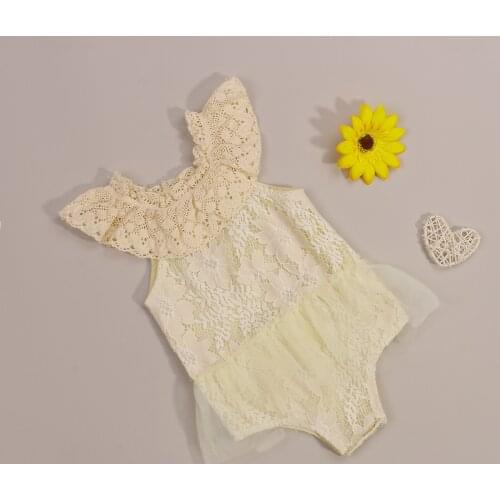 Ma&Baby 0-24M Summer Baby Girls Rompers Lace Tulle Ruffles Jumpsuit Off Shoulder Baby Clothing Princess Sunsuit Costumes DD15