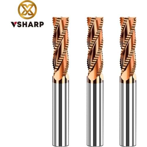 Vsharp Roughing End Mill 4-12mm 4 Flute CNC Router Bit Spiral Milling Bit TiCN Coating HRC 55 Solid Carbide Milling Cutter