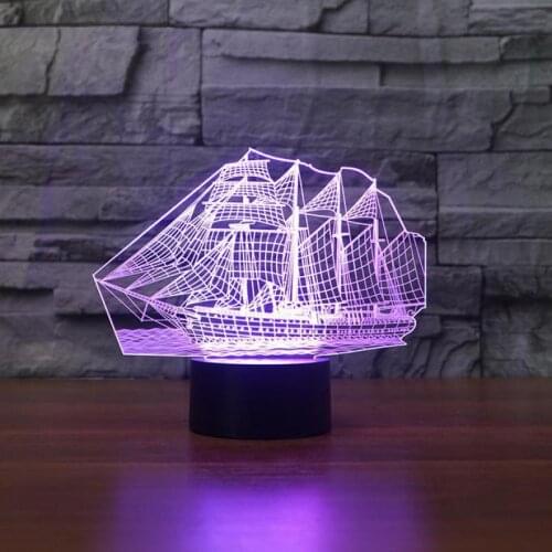 Creative Products Sailing 3d Lamp Led Decorative Table Nightlight Cactus Decoracion Led Usb 3d Light Fixtures