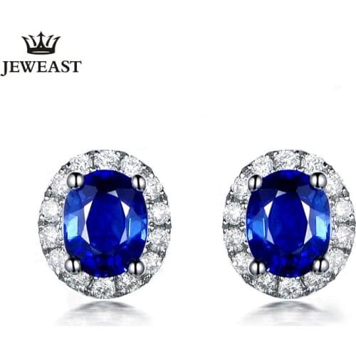ML Natural sapphire 18K Pure Gold Earring Real AU 750 Solid Gold Earrings Diamond Trendy Fine Jewelry Hot Sell New 2020