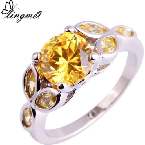 Lingmei Fashion Women New Dazzling Gold Silver Color Ring Size 6-9 10 11 Alluring Popular Jewelry Free Shipping Wholesale
