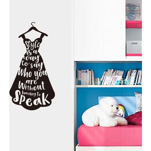 Fashion dress letters Wall Stickers for girl rooms bedroom Showcase decoration home Mural art Decals personality stickers