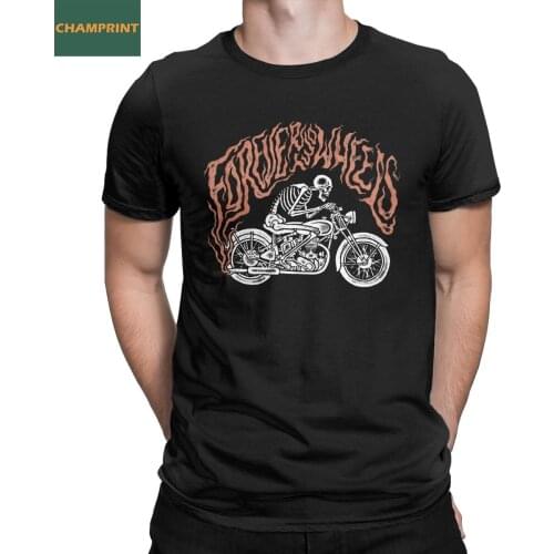Mens T-Shirts Vintage Retro Motorcycle Funny 100% Cotton Tee Shirt Short Sleeve Motobike T Shirts Crew Neck Tops Gift