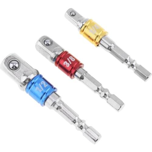 Socket Extension Conversion Adapter Hex Shank Square Head 1/4" 3/8" 1/2" for Extension Drill Bits Power Tool 1pcs