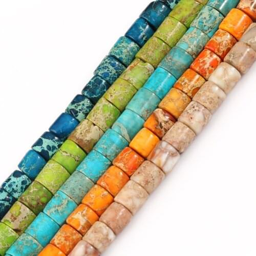 Natural Sediment Jaspers Bead 4x4mm Tube Column Shape Loose Spacer Stone Beads for Jewelry Making DIY Bracelets Accessories 15
