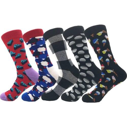 New 2020 Autumn Winter Men Socks Harajuku Funny Socks Cute Food Pizza Plaid Pattern Socks Ceative Sokken Calcetines Hombre