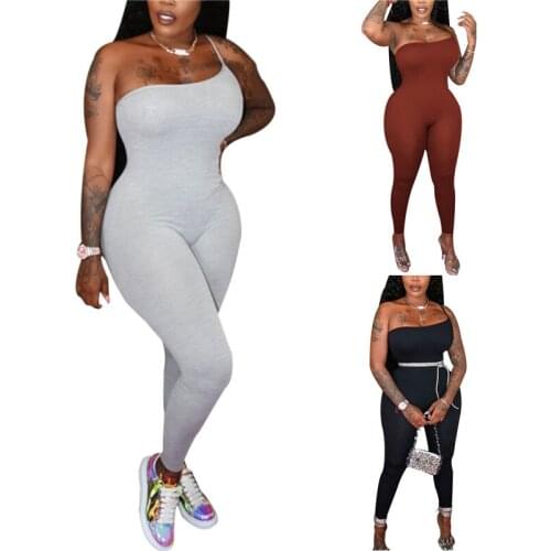 Xingqing Solid Color Fitness Biker Playsuits Sleeveless Sexy Rompers Women Jumpsuits Skinny Summer Slim Playsuit Hot Streetwear