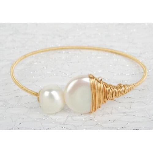 Original design Hand woven Winding 14k Gold injection jewelry 100% Natural Baroque freshwater Pearl bracelet for women