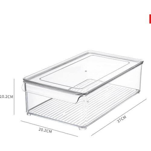 Plastic Kitchen Pantry Cabinet Refrigerator Freezer Food Storage Bins with Handles Transparent SCVD889
