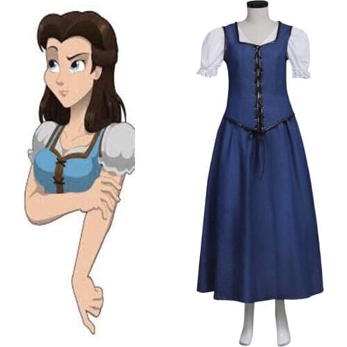 Once Upon a Time Cosplay Belle Dress Costume Suit Skirt Adult Womens Halloween Carnival Costume Cosplay