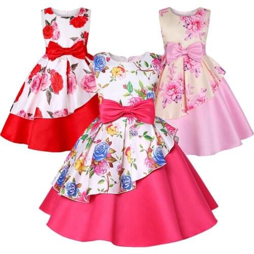 Bow Flower Dress For Girls Birthday Present Wedding Party Princess Girls Dress Toddler Girl Dresses Costume Kids Clothes