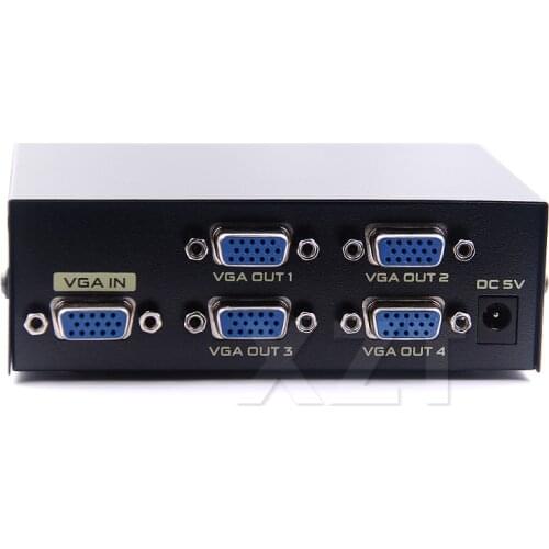 Professional VGA Switch 4 Port VGA Output SVGA Video HD Signal Amplifier Booster 1x4 Splitter 200MHz 1920*1440 for PC Monitors