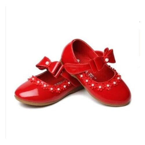 Children wedding pu leather shoes Infant Kids Baby Girls Bowtie Princess Sandals Casual Lace flower Shoes children girls shoes