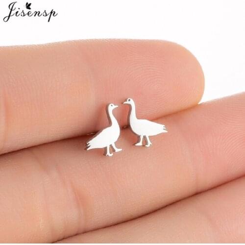 Creative Stainless Steel Goose Earrings Women Minimalist Jewelry Lovely Animal Stud Earings Small Duck Earing Children Gifts